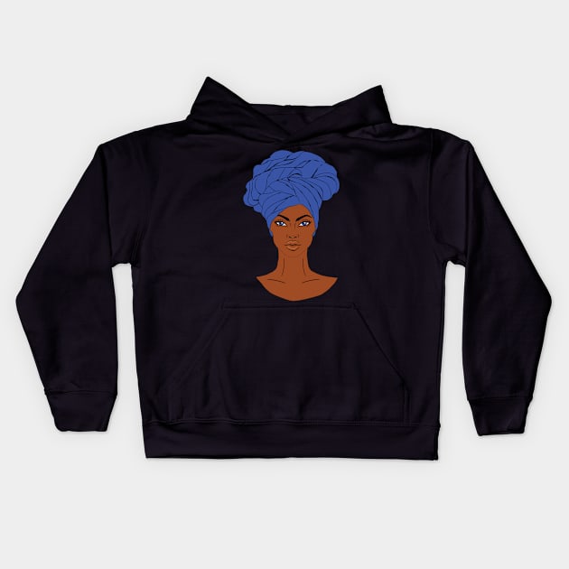 anime black girl with blue 1 Kids Hoodie by medo art 1